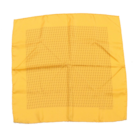 HERMES Scarf Silk 2Set Yellow Gray Auth ac1017 - Picture 2 of 16